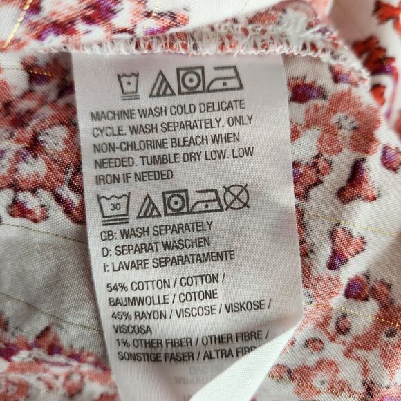 Belle by Kim Gravel Printed Tunic Top Metallic Gold Thread – Size Large - Picture 7 of 8